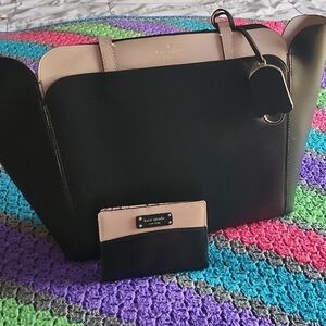 Kate Spade Black and Cream Shoulder Bag with Gold Hardware